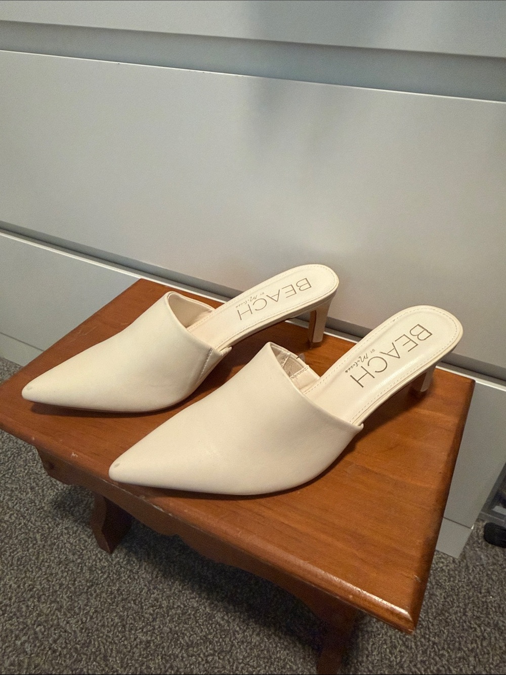 Beach by Matisse Cream Pointed-Toe Mule Heels